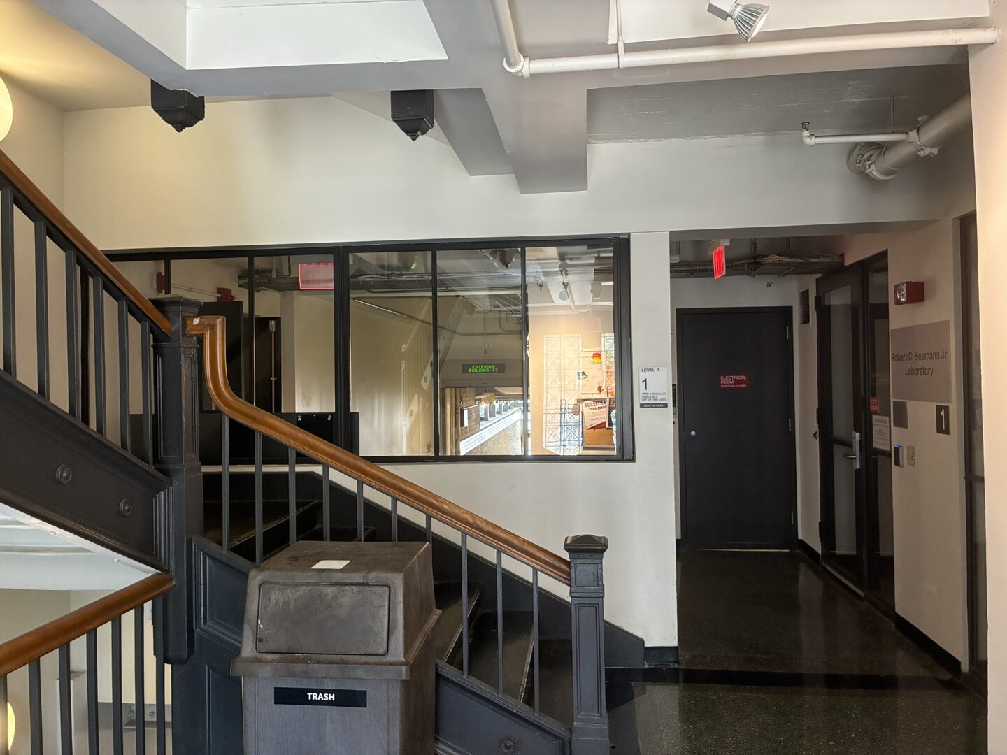 Base of the stairwell, stairs leading up